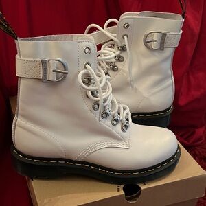 Dr Martins White Leather Women's Boots